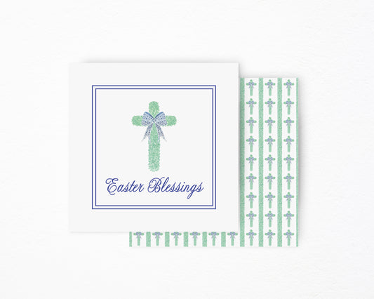 Blue Cross Easter Blessings Square Tag