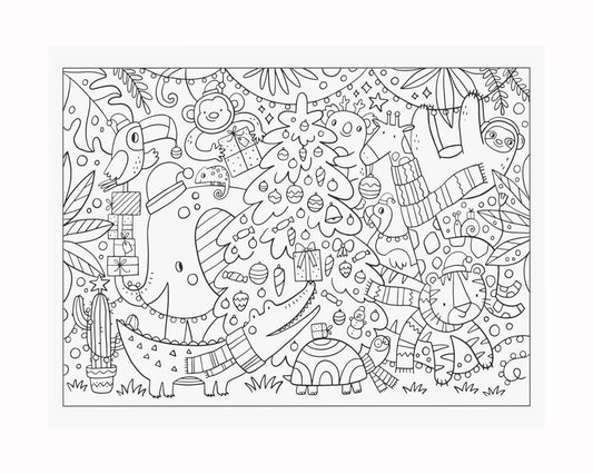 Jungle Christmas Coloring Page