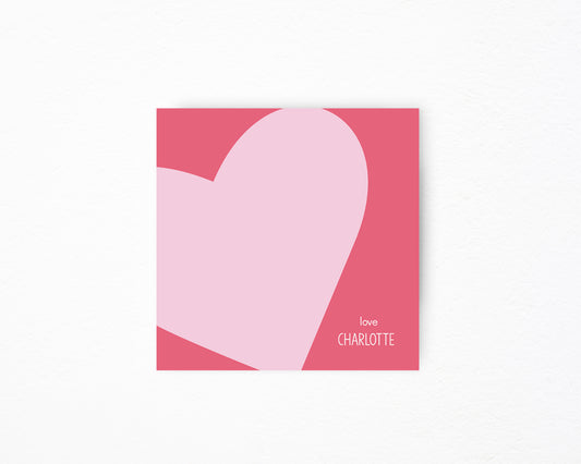 Light Pink Heart Square Gift Tag