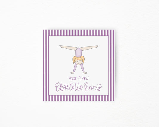 Purple Gymnast Square Tag